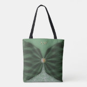 Tote Bag Monogrammed Botanical GreenJewel Textile Illusion  (Dos)