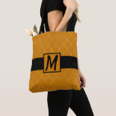 Tote Bag monogrammed de Turmeric Yellow & Gold Quatrefoil (De près)