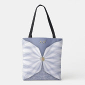 Tote Bag Monogrammed Dusty Blue Jewel Textile Illusion Tot (Dos)