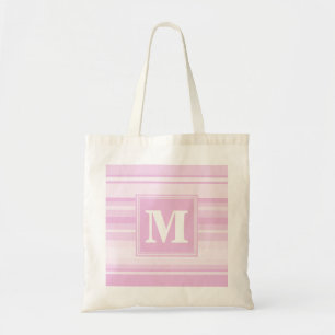Tote Bag Monogrammes à rayures roses pour bébé