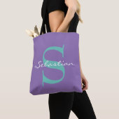 Tote Bag Monogrammes et noms simples + votre backgr. & idée (De près)