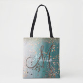 Tote Bag Monogrammes Gold Stars sur Parties scintillant Tur (Devant)