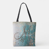 Tote Bag Monogrammes Gold Stars sur Parties scintillant Tur (Dos)
