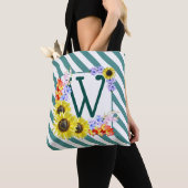 Tote Bag Monogrammes Tirages Turquoises (De près)