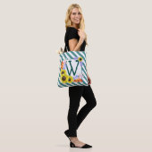 Tote Bag Monogrammes Tirages Turquoises (Sur le modèle)