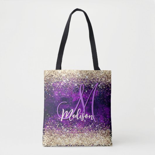 Tote Bag Monographie de parties scintillant en or mou foncé (Devant)