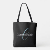 Tote Bag Monographie de script cursive modifiable noir bleu (Dos)
