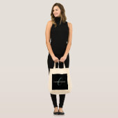 Tote Bag Monographie de script cursive modifiable noir bleu (Devant (modèle))