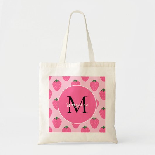 Tote Bag Monographie rose fraise (Devant)