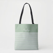 Tote Bag Monongramme Sage Modern Heart and Stripes (Devant)
