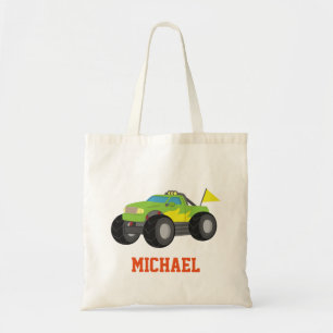 Tote Bag Monster Truck Racing Green pour garçons coureurs