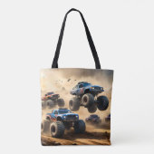 Tote Bag Monster Trucks Courant Dans Le Désert, (Dos)