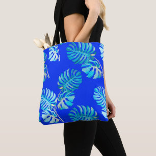 Tote Bag Monstera Brise Bleu Cobalt