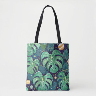 Tote Bag Monstera Feuilles Starry Green Botanique