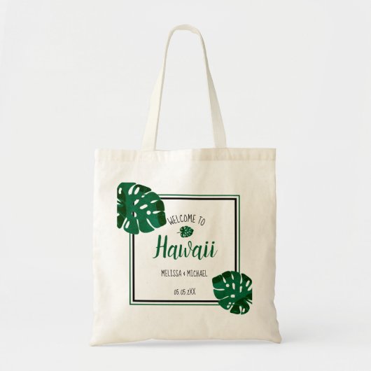 Tote Bag Monstera Leaf Destination Mariage Bienvenue (Devant)