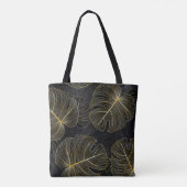 Tote Bag Monstère dorée feuille, romantique sans couture fl (Dos)