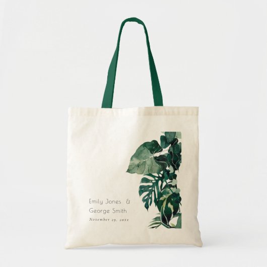Tote Bag Monstère Tropical Green Foliage Mariage feuillus F (Devant)