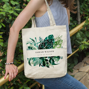 Tote Bag Monstère Tropicale Faune Verte Feuilleté Maid Of H
