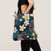 Tote Bag Monstère tropicale fleurs de plumeria feuille (De près)