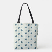 Tote Bag Monstère tropicale monogramme feuille sur bleu (Dos)