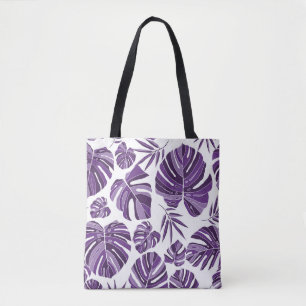 Tote Bag Monstère violet tropicale feuilles sans couture mo