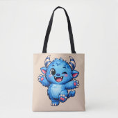 Tote Bag Monstre Bleu Mignon (Devant)