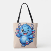 Tote Bag Monstre Bleu Mignon (Dos)