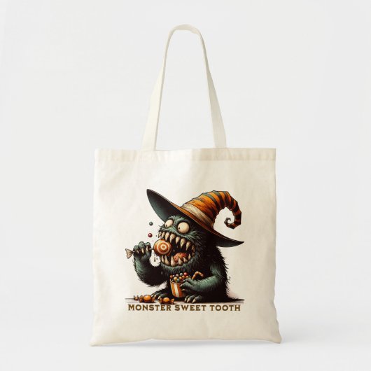 Tote Bag Monstre de bonbons d'Halloween vintage (Devant)