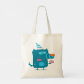 Tote Bag Monstre de dessin animé bleu avec Casquette de fêt (Dos)