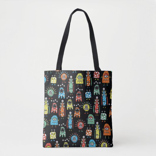 Tote Bag Monstres Aliens : Mignonne Vintage sans couture (Devant)