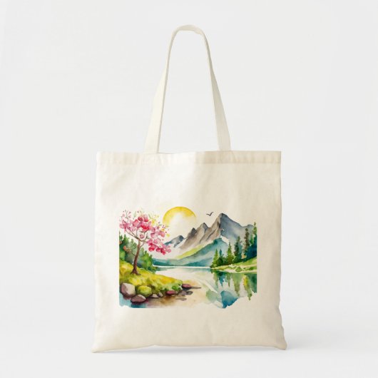 Tote Bag Montagnes aquarelles (Devant)