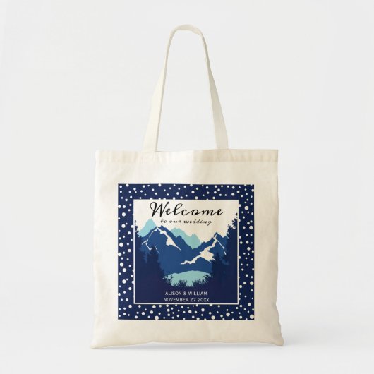 Tote Bag Montagnes bleues et blanches Accueil mariage (Devant)
