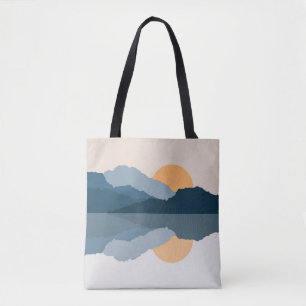 Tote Bag Montagnes bleues reflétées dans le lac