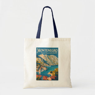 Tote Bag Monténégro Balkans Illustration Voyage Art Rétro