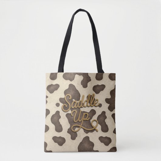 Tote Bag Monter la vache Brown de vache Imprimer Pays Ouest (Devant)