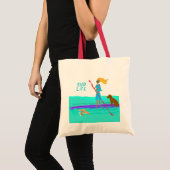 Tote Bag Monter Paddleboard Girl Dog Turtle Illustré (Devant (produit))