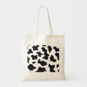 Tote Bag MOO Motif de vache laitière noire et blanche Impri (Devant)