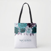 Tote Bag Moody Boho | Garland turquoise et violet Floral Pe (Devant)