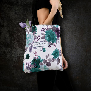 Tote Bag Moody Boho Turquoise Turquoise Floral Fête de la