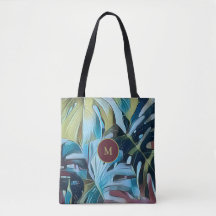 Moody Botanique Blue Monstera Feuilles avec Monogr