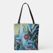 Tote Bag Moody Botanique Blue Monstera Feuilles avec Monogr (Dos)