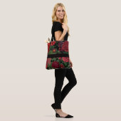 Tote Bag Moody Florals Noir & Bourgogne Monogramme (Sur le modèle)
