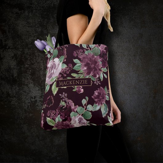 Tote Bag Moody Passion | Dramatic Purple Wine Rose Custom