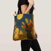 Tote Bag Moon Viewing Night – Black Cat and Rabbit under th (De près)