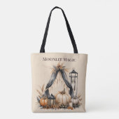 Tote Bag Moonlit Magic Boho Crâne & Citrouille - Sorcière d (Dos)