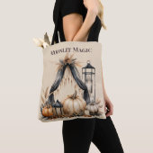 Tote Bag Moonlit Magic Boho Crâne & Citrouille - Sorcière d (De près)