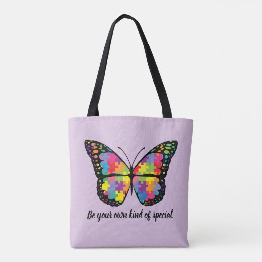 Tote Bag Morceau de puzzle de papillon de sensibilisation (Dos)