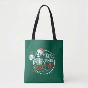 Tote Bag Mort À L'Intérieur Mais Jolly Af Crâne Santa Claus