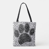 Tote Bag Mosaic Art Chien Empreinte de patte En Noir Et Bla (Dos)