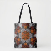 Tote Bag Mosaic Mandala Fleur orange blanc et noir (Devant)